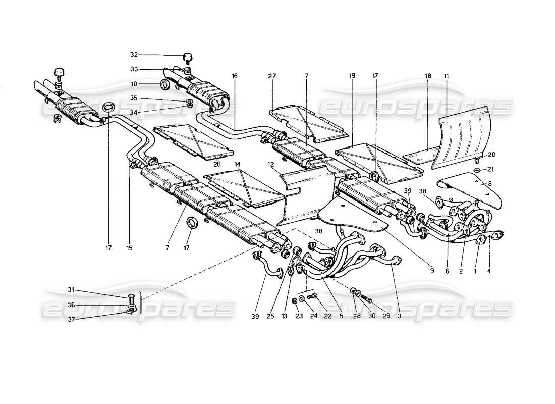 ferrari 400 gt (mechanical) abgassystem teilediagramm