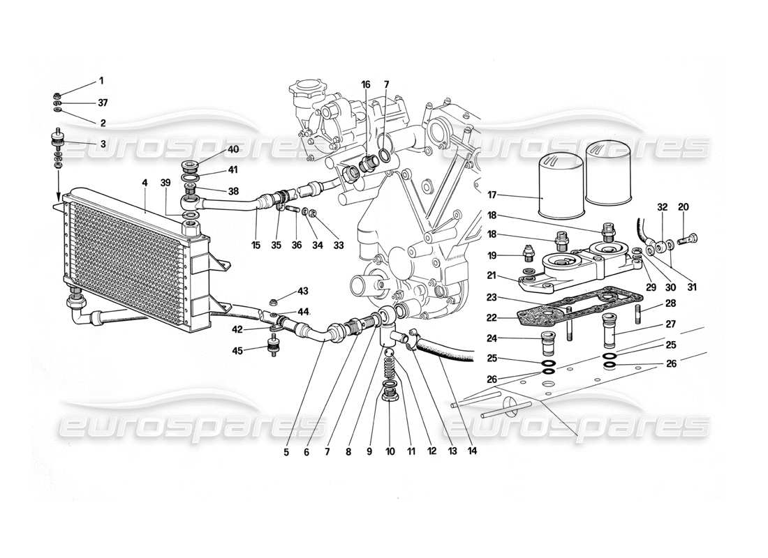 ferrari 412 (mechanical) teilediagramm für schmierkreislauf und filter