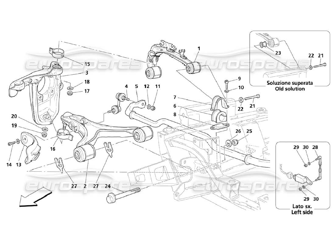 maserati qtp. (2006) 4.2 teile der vorderradaufhängung diagramm