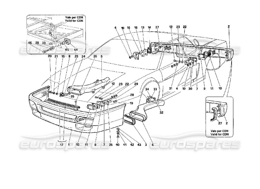 ferrari 512 tr stoßstangen teilediagramm