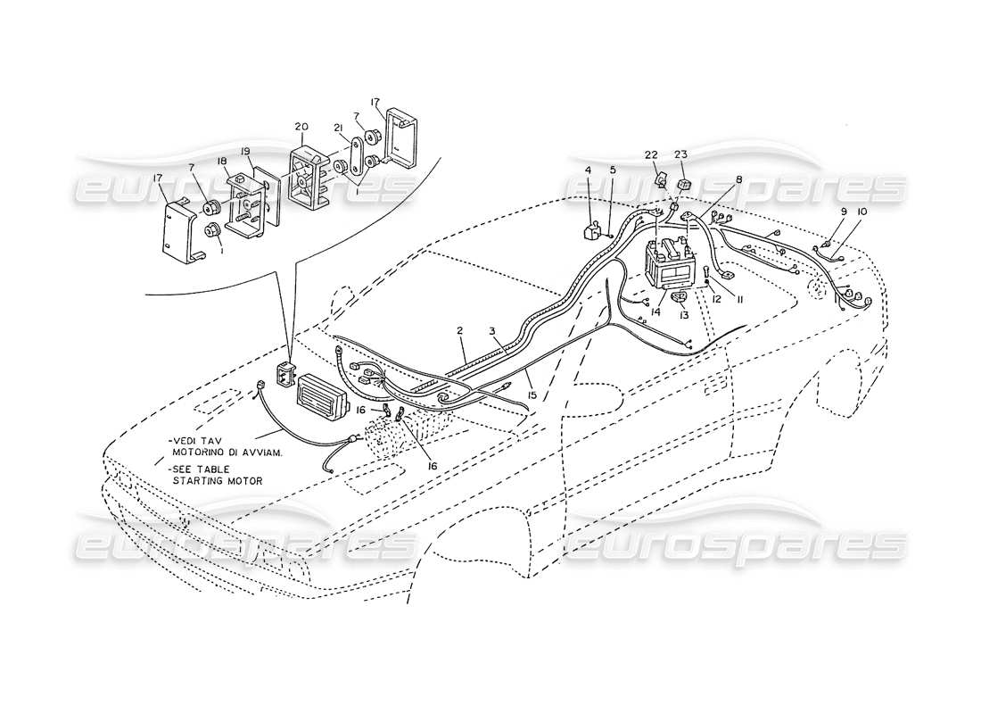 maserati ghibli 2.8 (non abs) diagramm der verkabelung der batteriestromversorgung