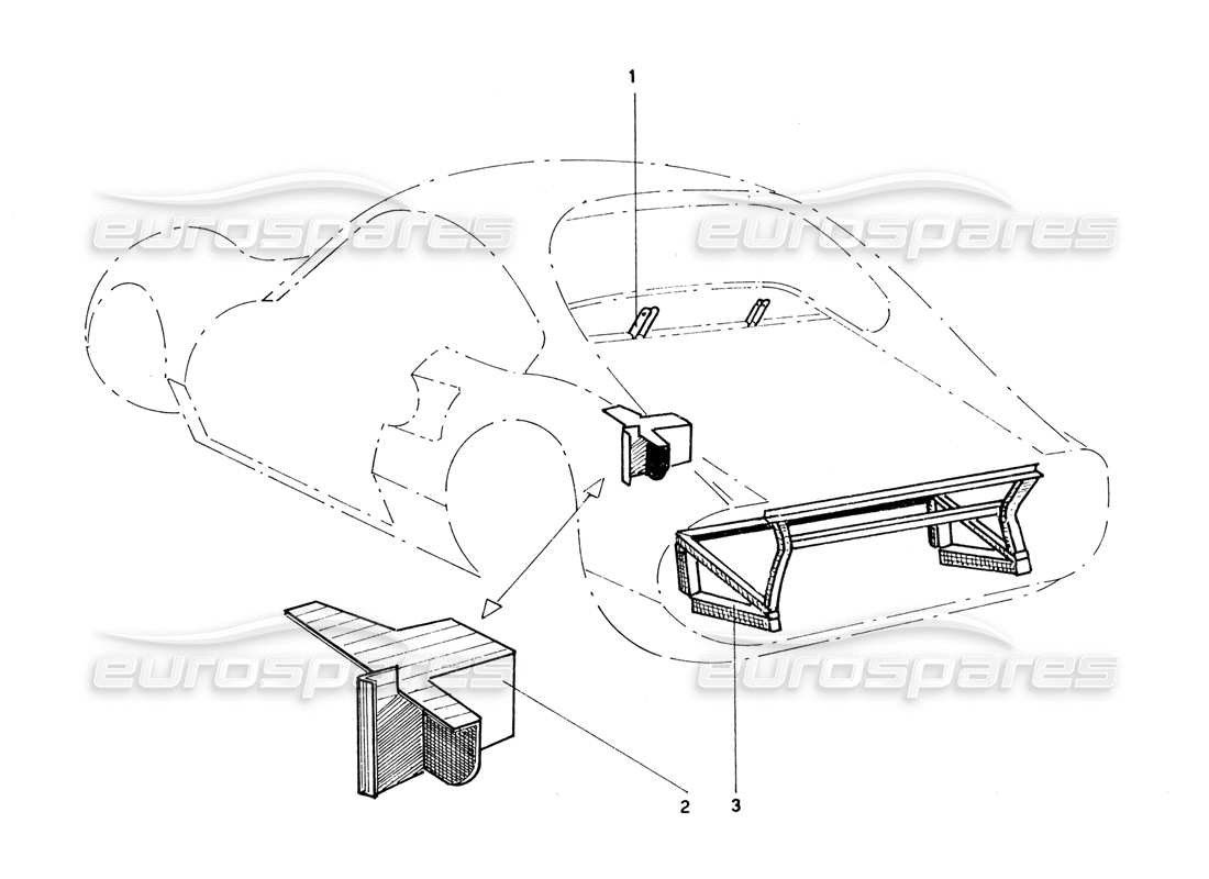 ferrari 206 gt dino (coachwork) teilediagramm für den hinteren außenrahmen