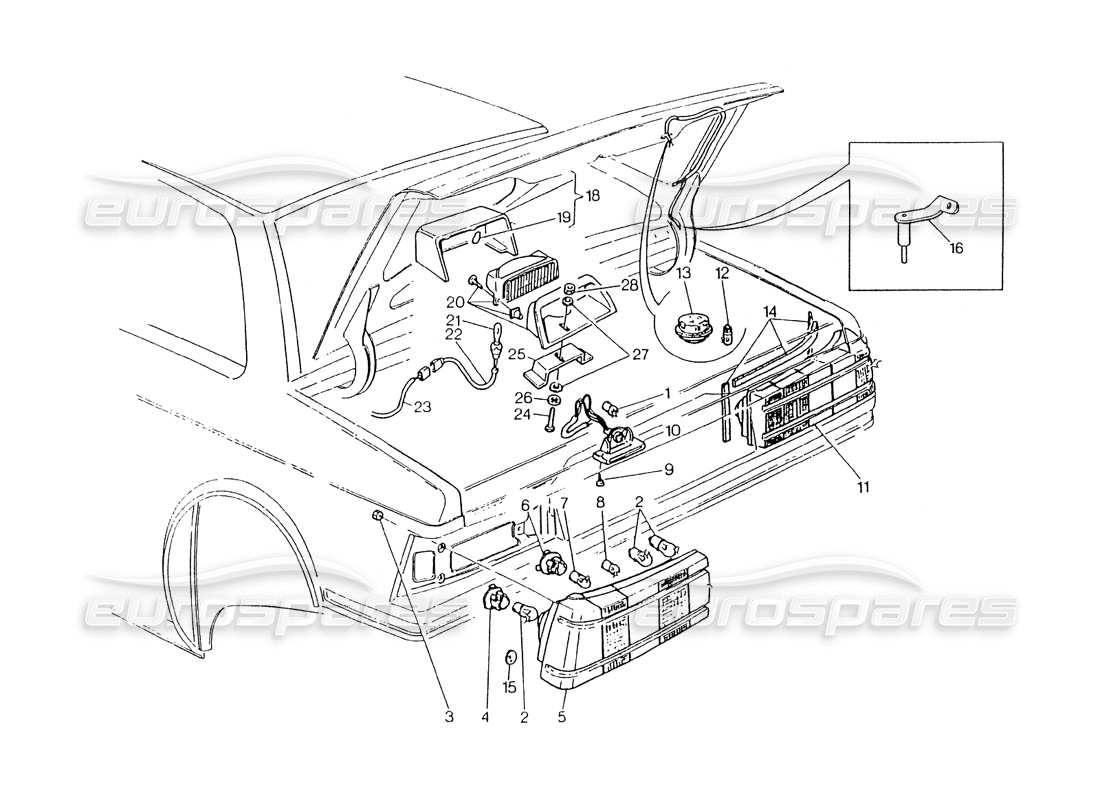 maserati 418 / 4.24v / 430 rücklichter-teilediagramm