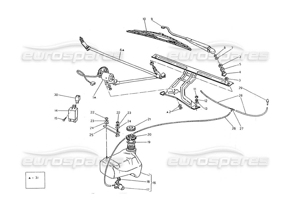 maserati 418 / 4.24v / 430 scheibenwischer, linke lenkung, teilediagramm