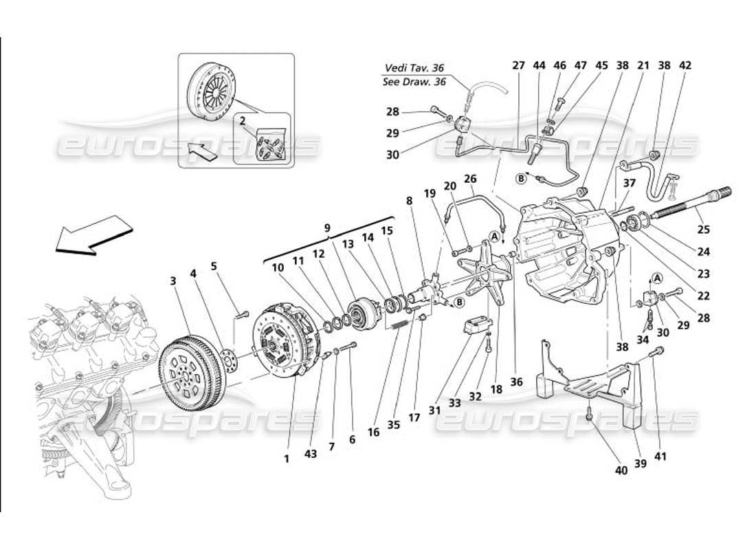 maserati 4200 coupe (2005) kupplung und steuerungen - nicht für f1- ersatzteildiagramm