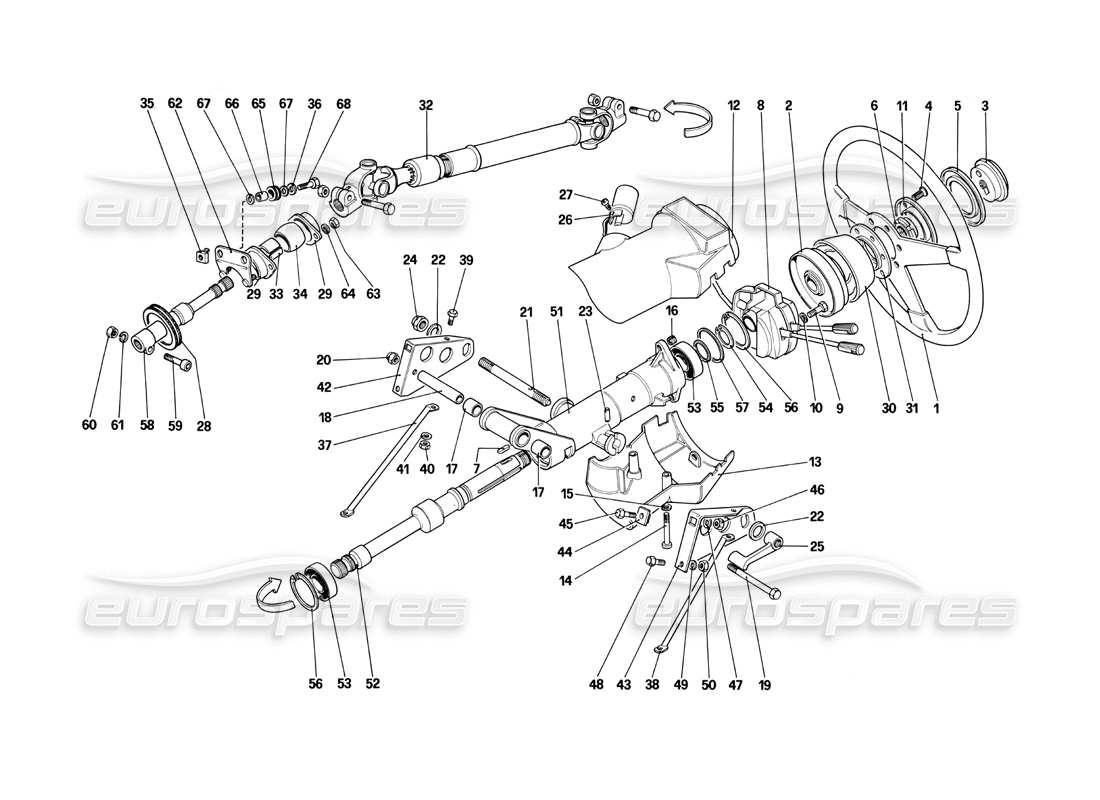 ferrari testarossa (1990) lenksäule (ab fahrzeugnummer 80423) teilediagramm