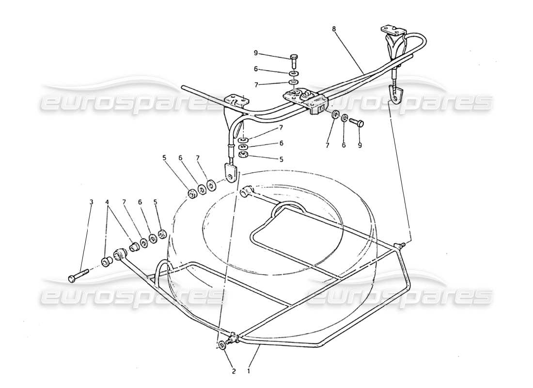 maserati biturbo 2.5 (1984) teilediagramm der ersatzrad-hebevorrichtung