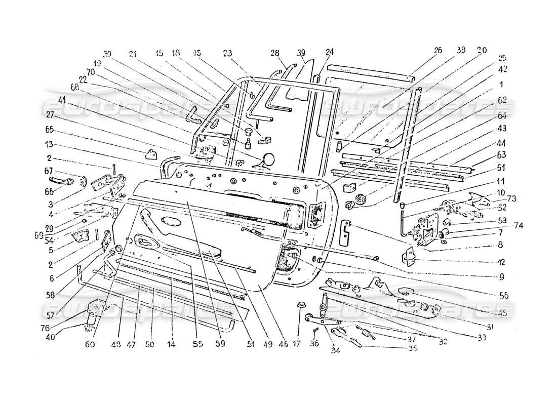 ferrari 365 gt 2+2 (coachwork) teilediagramm für türen und verkleidungen