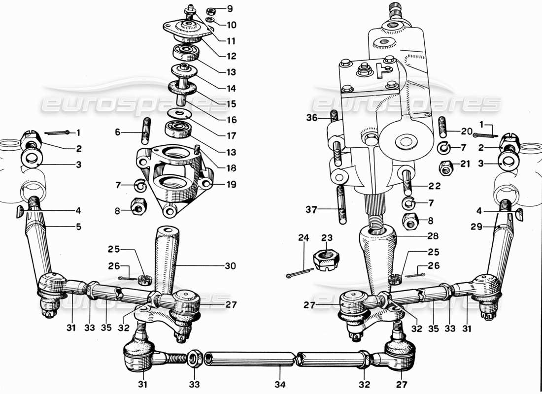 ferrari 365 gt 2+2 (mechanical) lenkgestänge teilediagramm