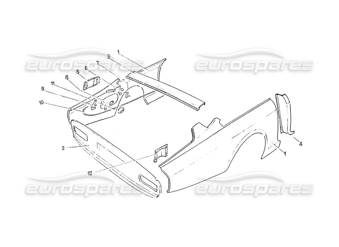 ferrari 365 gt 2+2 (coachwork) teilediagramm für die hintere karosserie