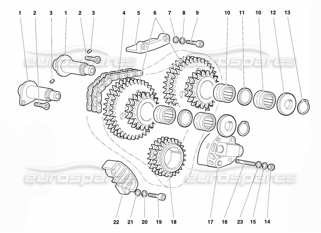 lamborghini diablo vt (1994) timing-system teilediagramm