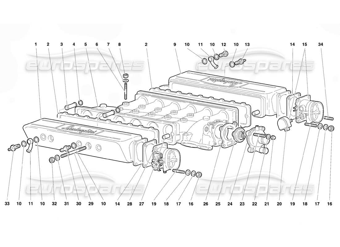 lamborghini diablo vt (1994) ansaugkrümmer teilediagramm