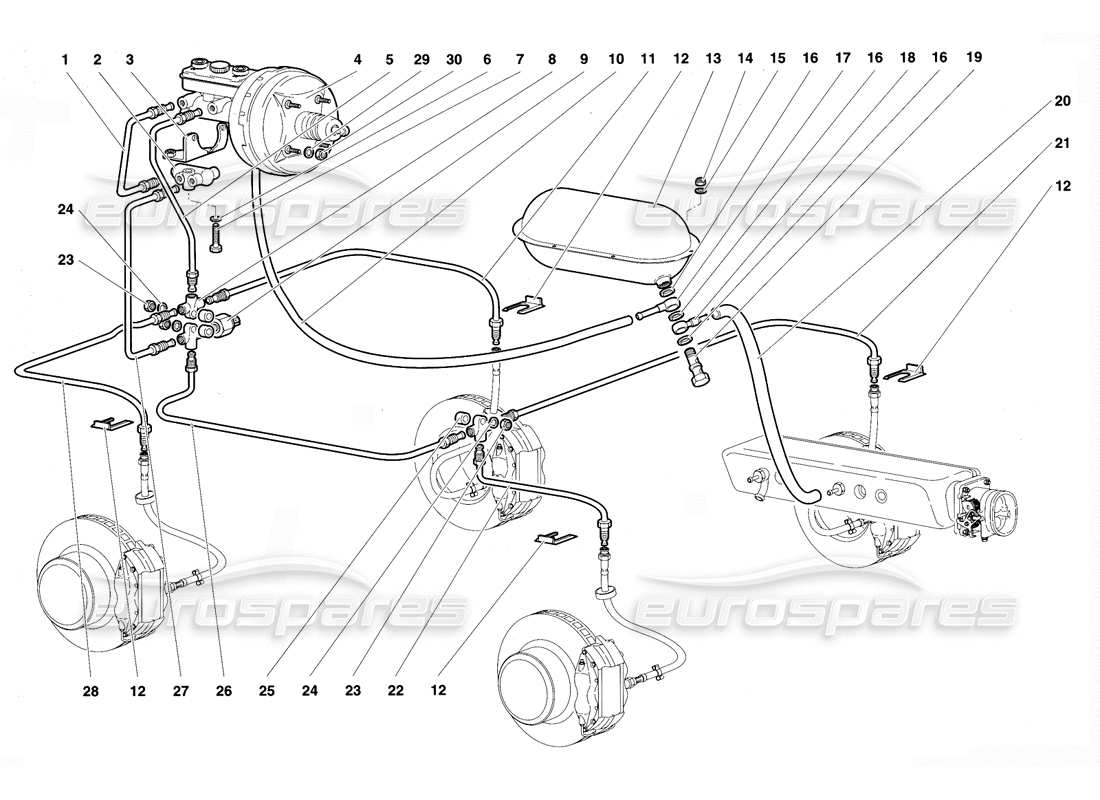 lamborghini diablo vt (1994) bremssystem teilediagramm