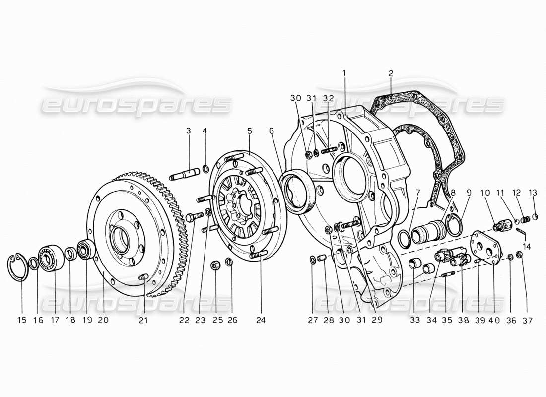 ferrari 206 gt dino (1969) teilediagramm für schwungrad und zwischengetriebegehäuse