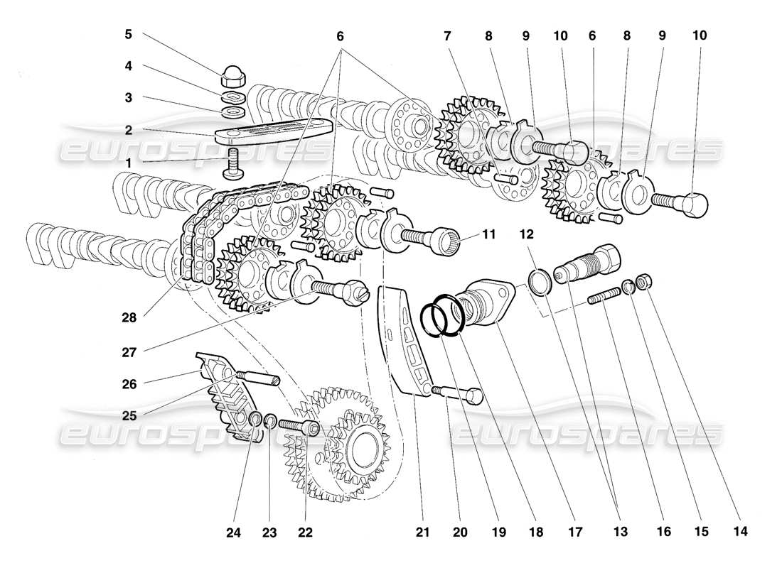 lamborghini diablo vt (1994) timing-system teilediagramm