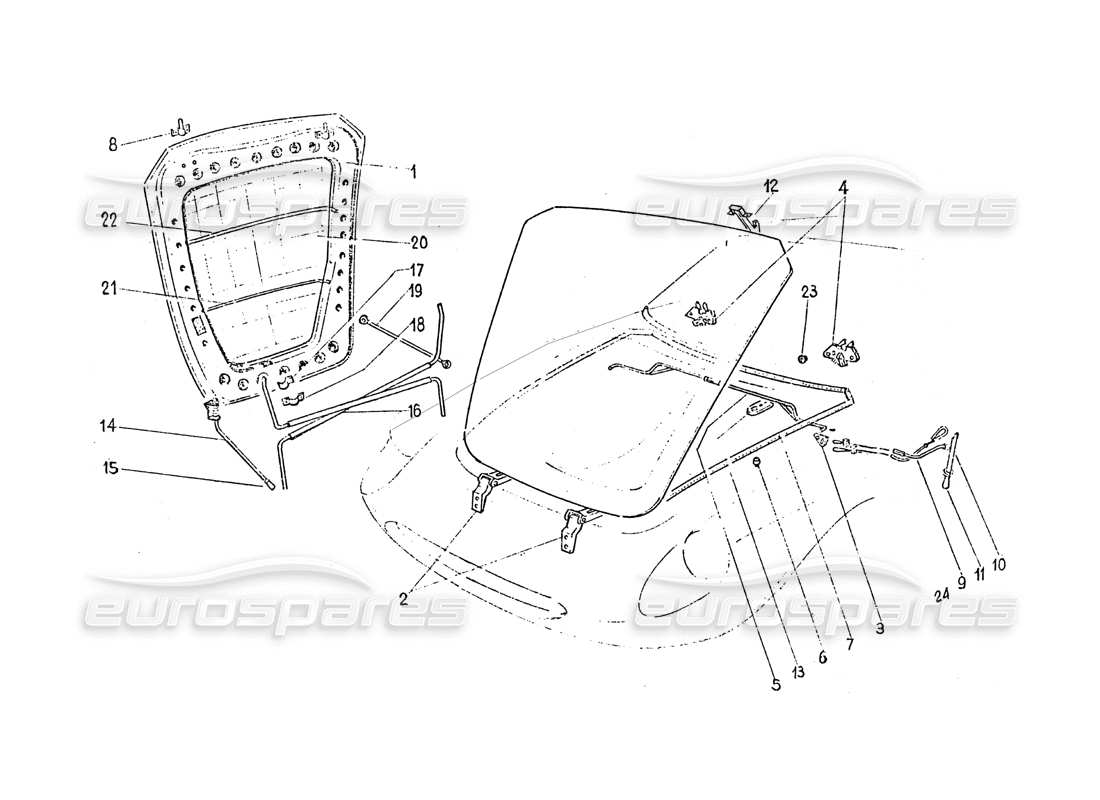 ferrari 365 gt 2+2 (coachwork) teilediagramm der vorderen motorhaube