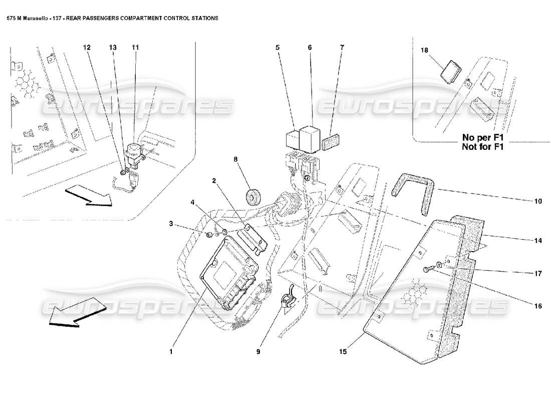 ferrari 575m maranello kontrollstationen im hinteren fahrgastraum teilediagramm