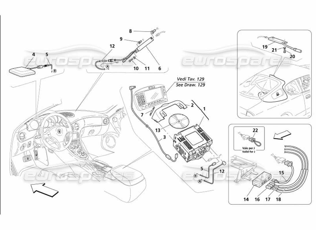 maserati 4200 coupe (2005) teilediagramm für auto-stereoanlage