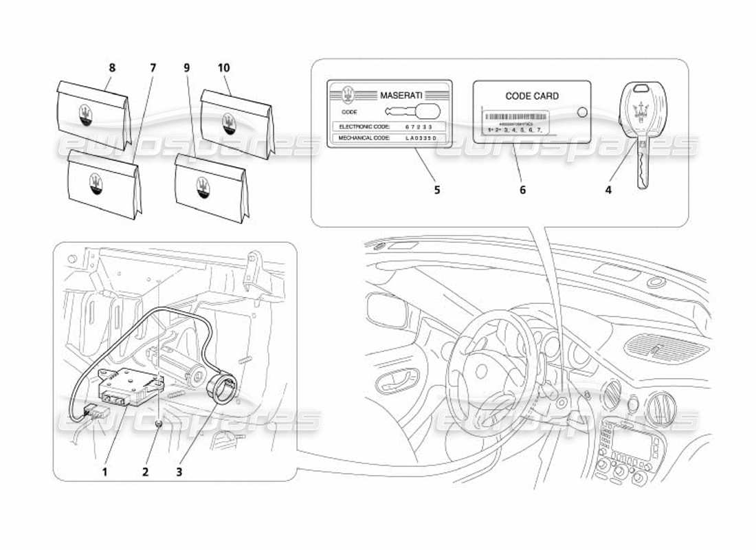 maserati 4200 spyder (2005) teilediagramm des wegfahrsperrensatzes