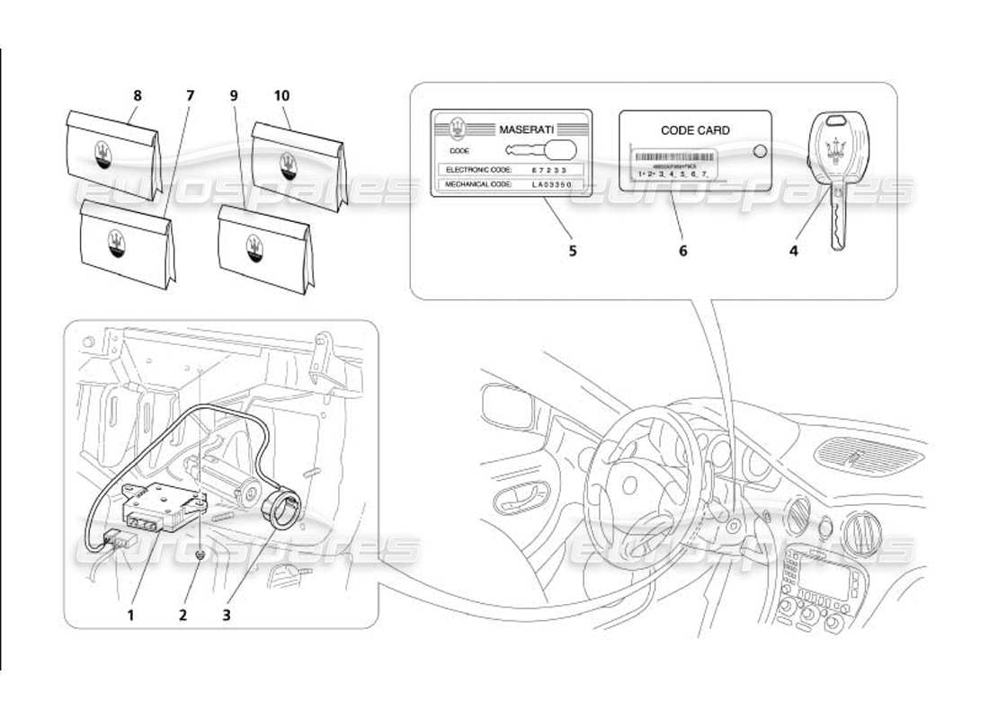 maserati 4200 coupe (2005) teilediagramm des wegfahrsperrensatzes