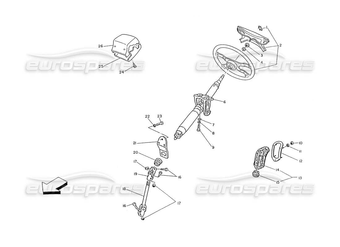 maserati ghibli 2.8 (non abs) lenksäule und lenkrad teilediagramm