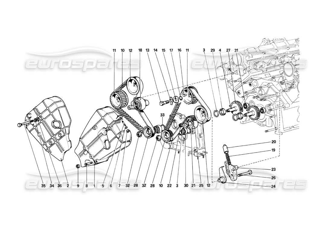 ferrari 208 turbo (1982) zeitmesssystem – steuerung teilediagramm