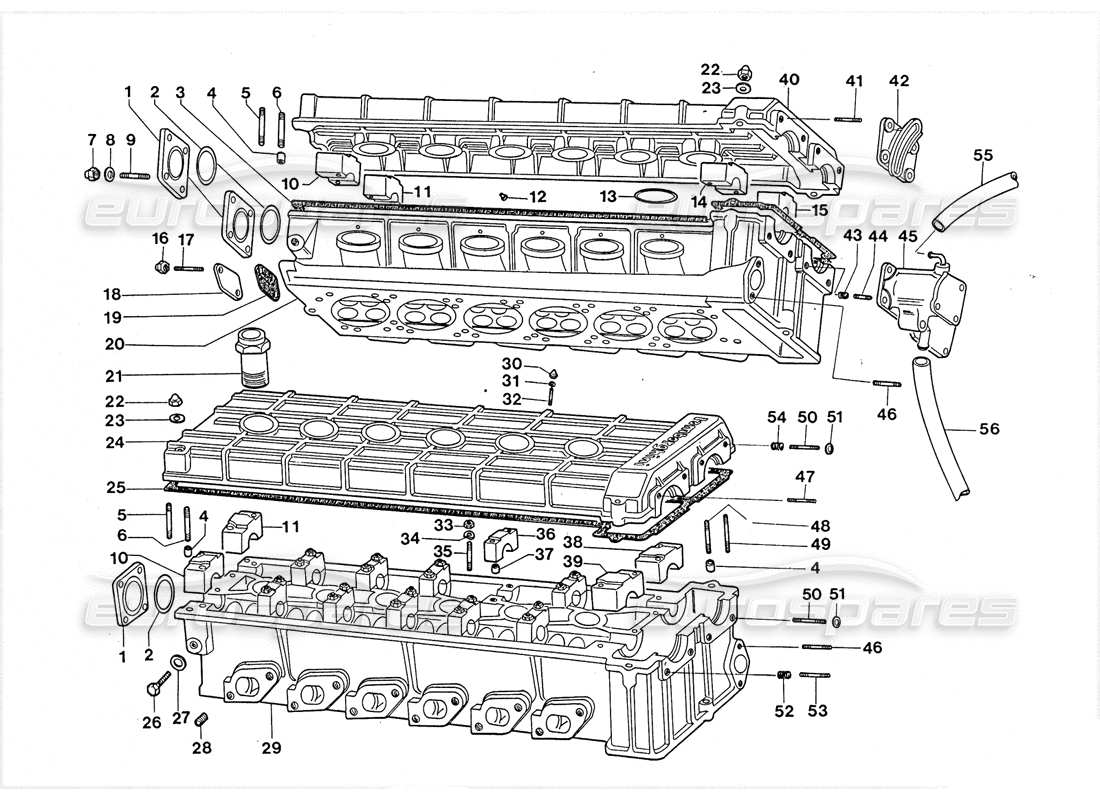 lamborghini lm002 (1988) zylinderköpfe teilediagramm