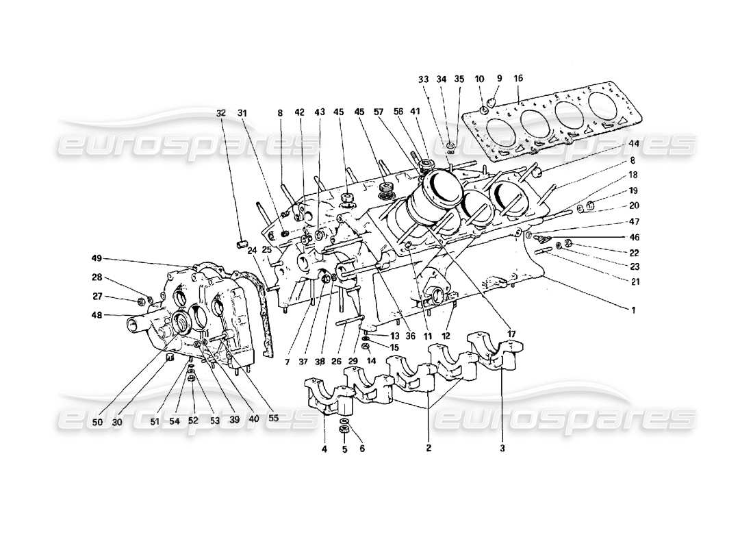 ferrari 308 quattrovalvole (1985) kurbelgehäuse teilediagramm