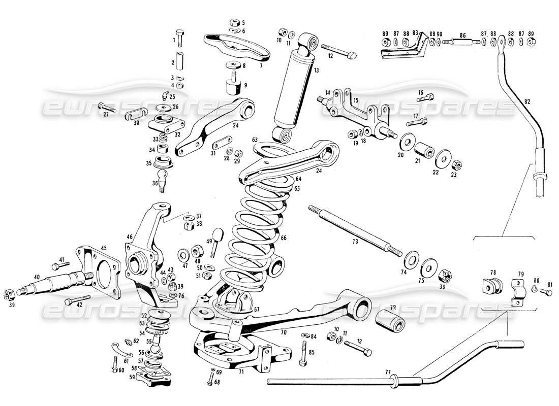 maserati mistral 3.7 vordere aufhängung teilediagramm