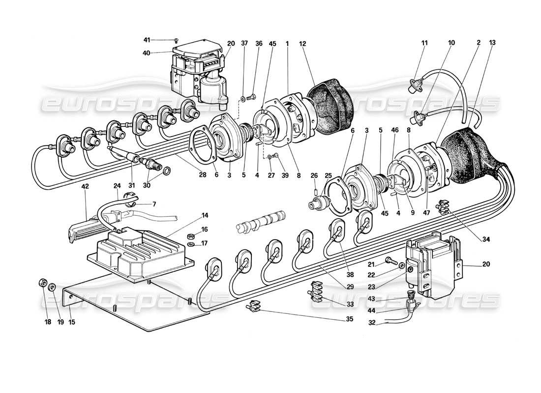 ferrari testarossa (1990) teilediagramm der motorzündung