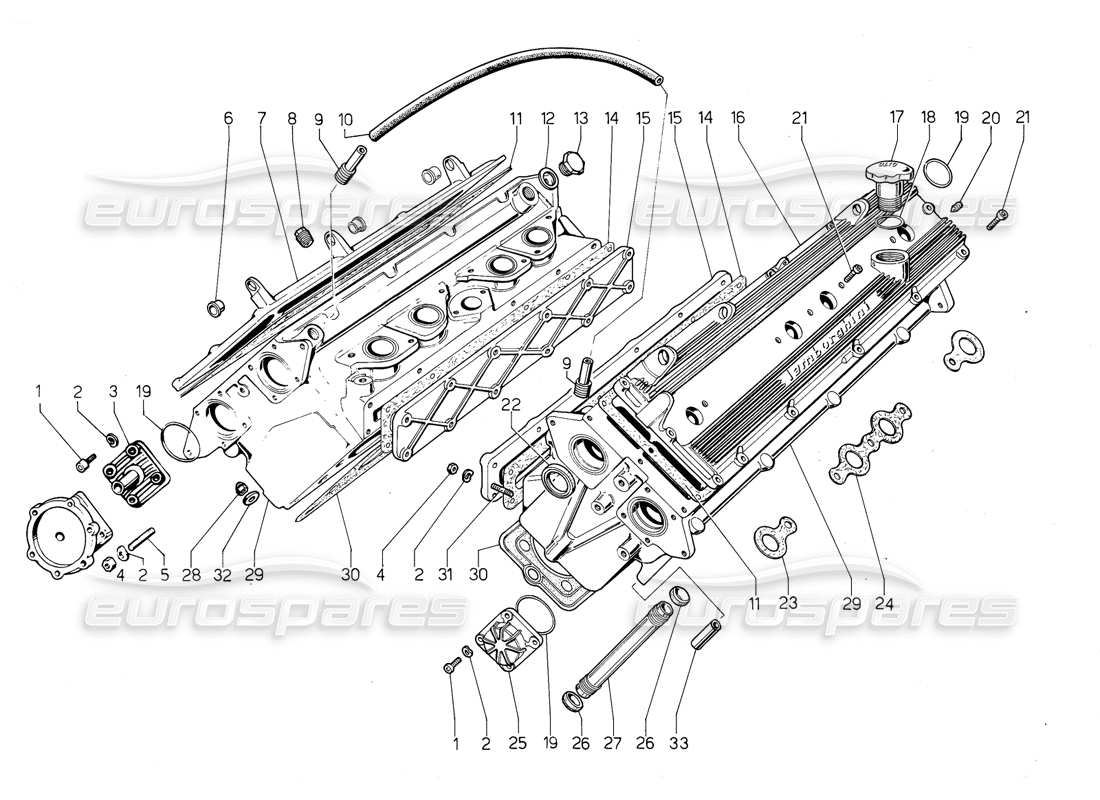 lamborghini jalpa 3.5 (1984) zylinderköpfe teilediagramm