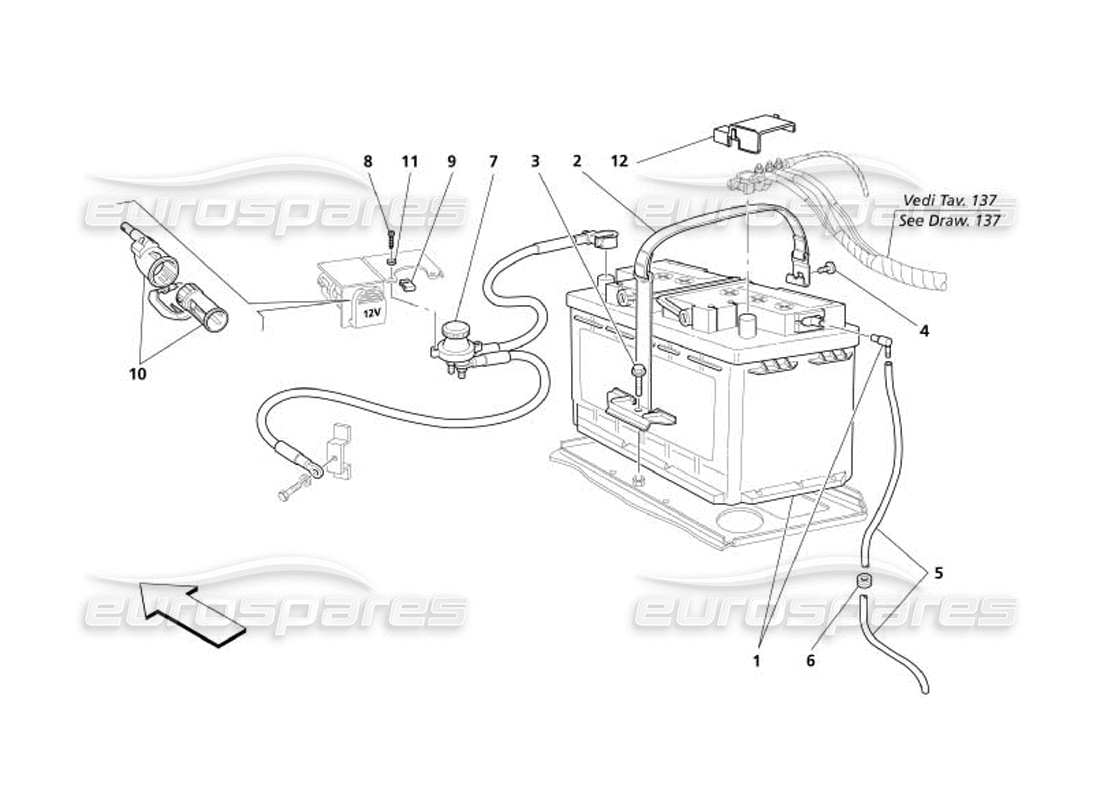 maserati 4200 spyder (2005) batterie teilediagramm