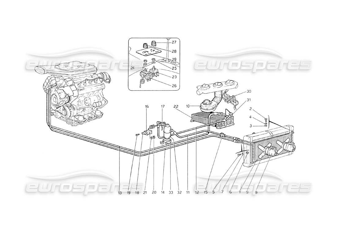 ferrari 208 gt4 dino (1975) teilediagramm der klimaanlage