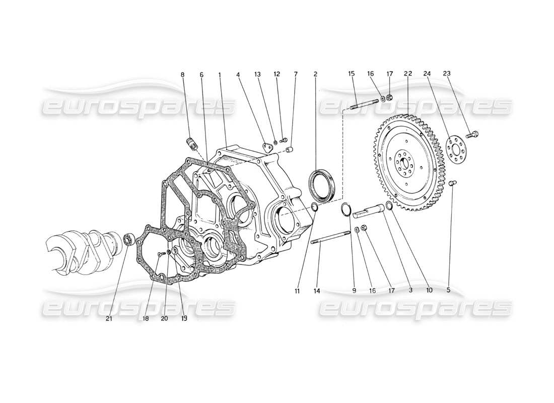 ferrari 208 gt4 dino (1975) schwungrad und kupplungsgehäuse-distanzstück teilediagramm