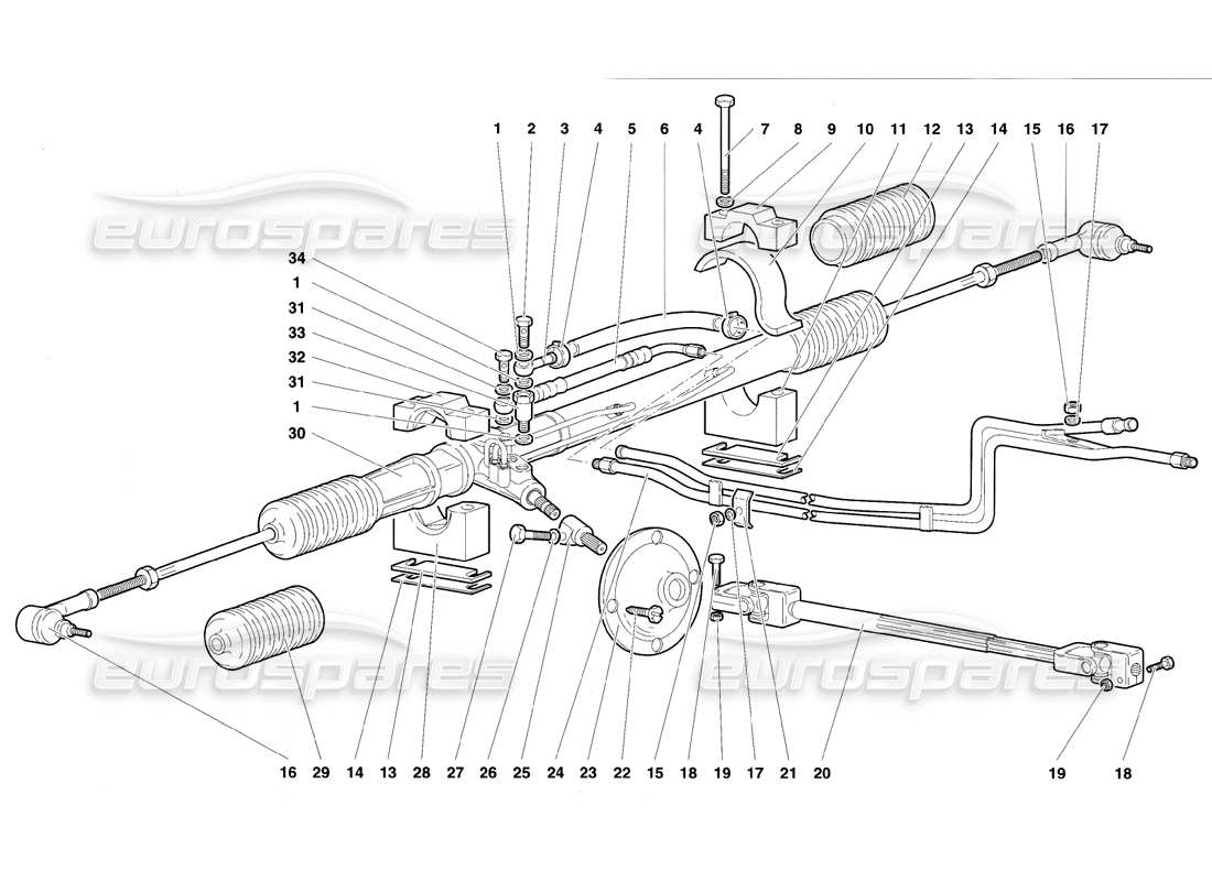 lamborghini diablo vt (1994) lenkung teilediagramm