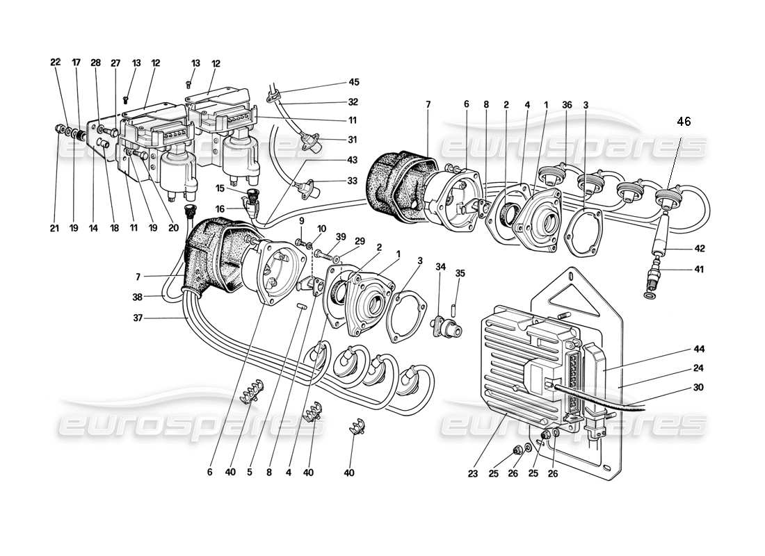 ferrari mondial 3.2 qv (1987) teilediagramm der motorzündung