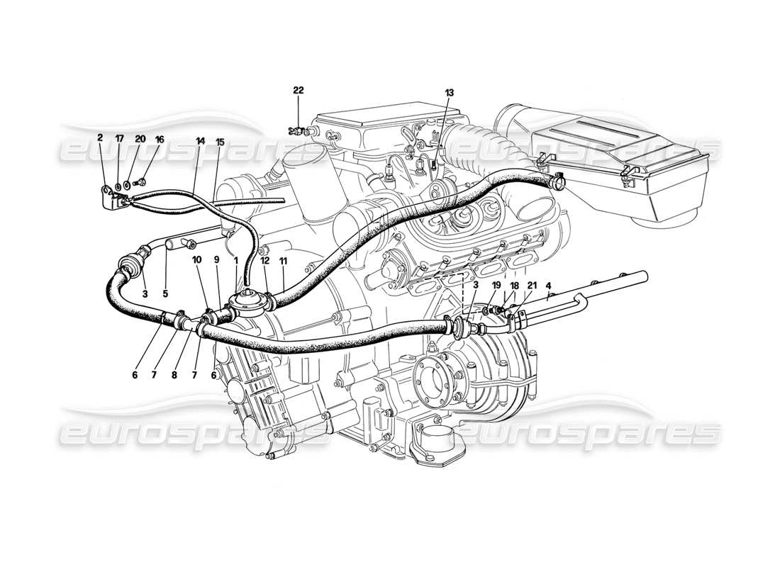 ferrari mondial 3.2 qv (1987) lufteinspritzung (für us-version) teilediagramm