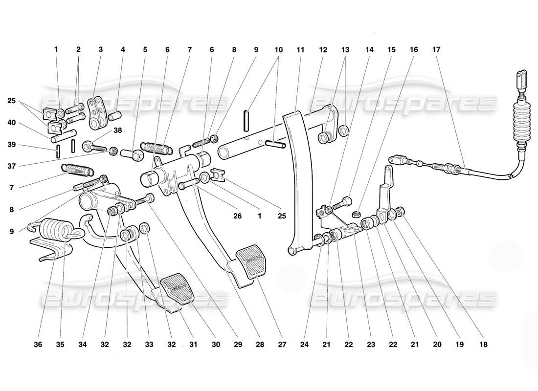 lamborghini diablo vt (1994) pedale teilediagramm