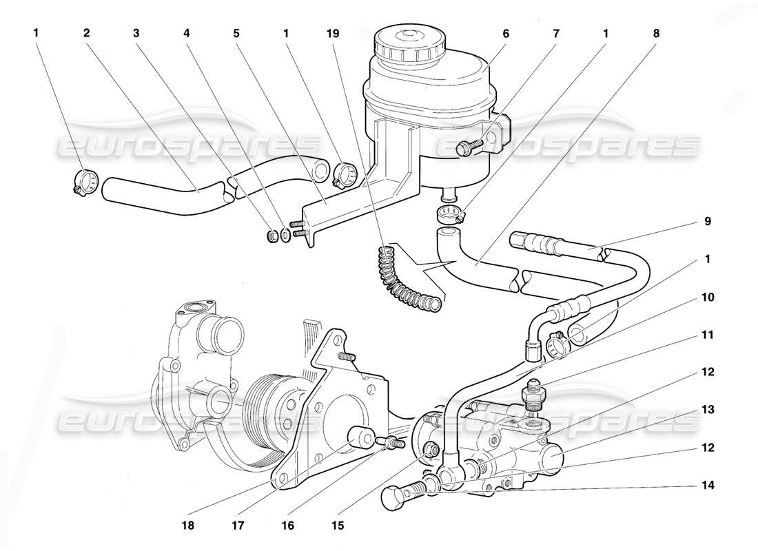 lamborghini diablo vt (1994) lenkung teilediagramm