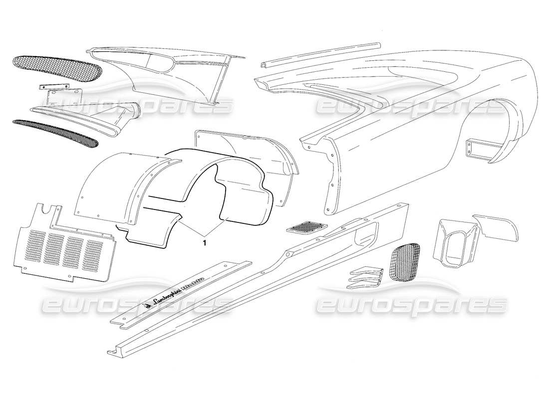 lamborghini diablo vt (1994) körperelemente (gültig für die schweiz-version - april 1994) teilediagramm