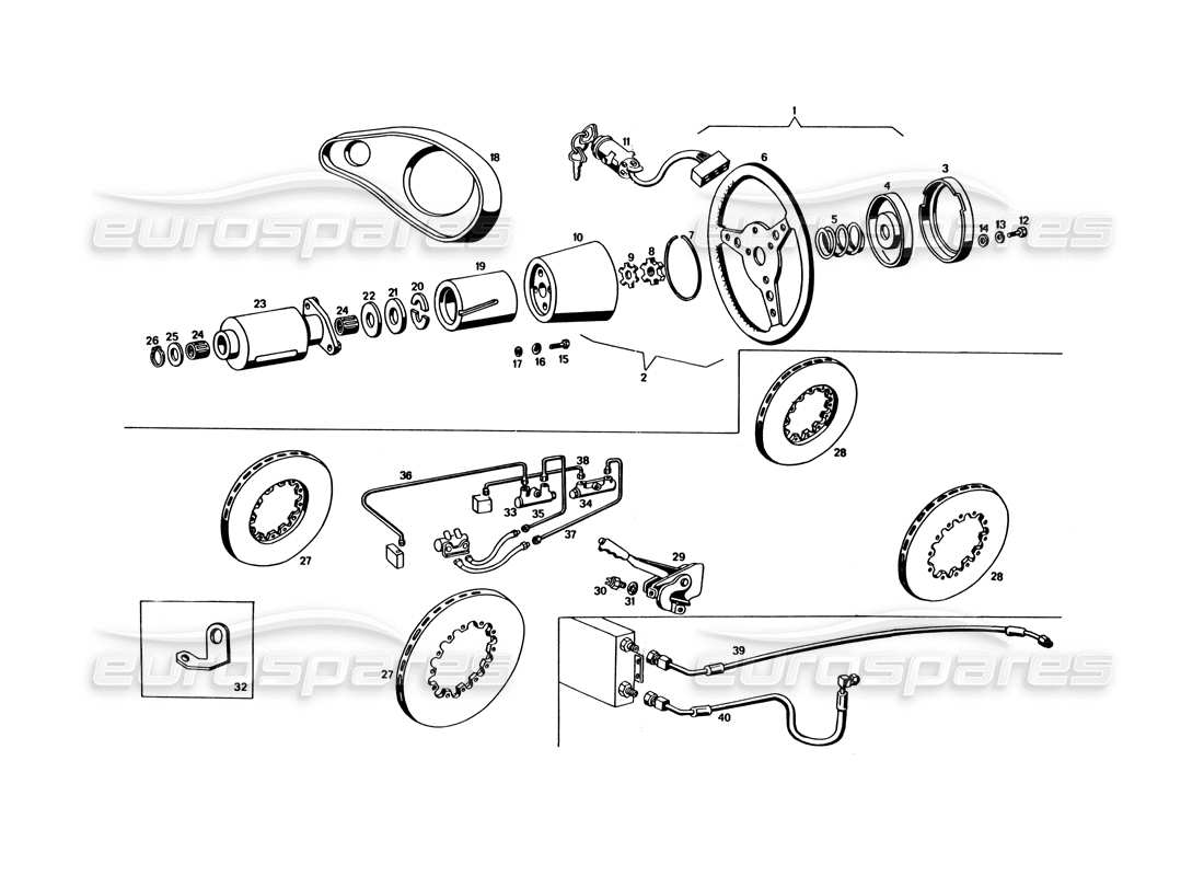 maserati bora (usa variants) lenkung und halterungsrohre teilediagramm