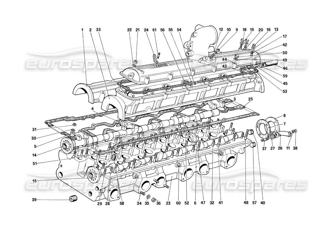 ferrari 412 (mechanical) zylinderkopf (links) teilediagramm