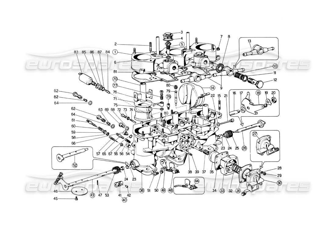 ferrari 512 bb weber 40 if 3c-9-10-11-12 vergaser teilediagramm