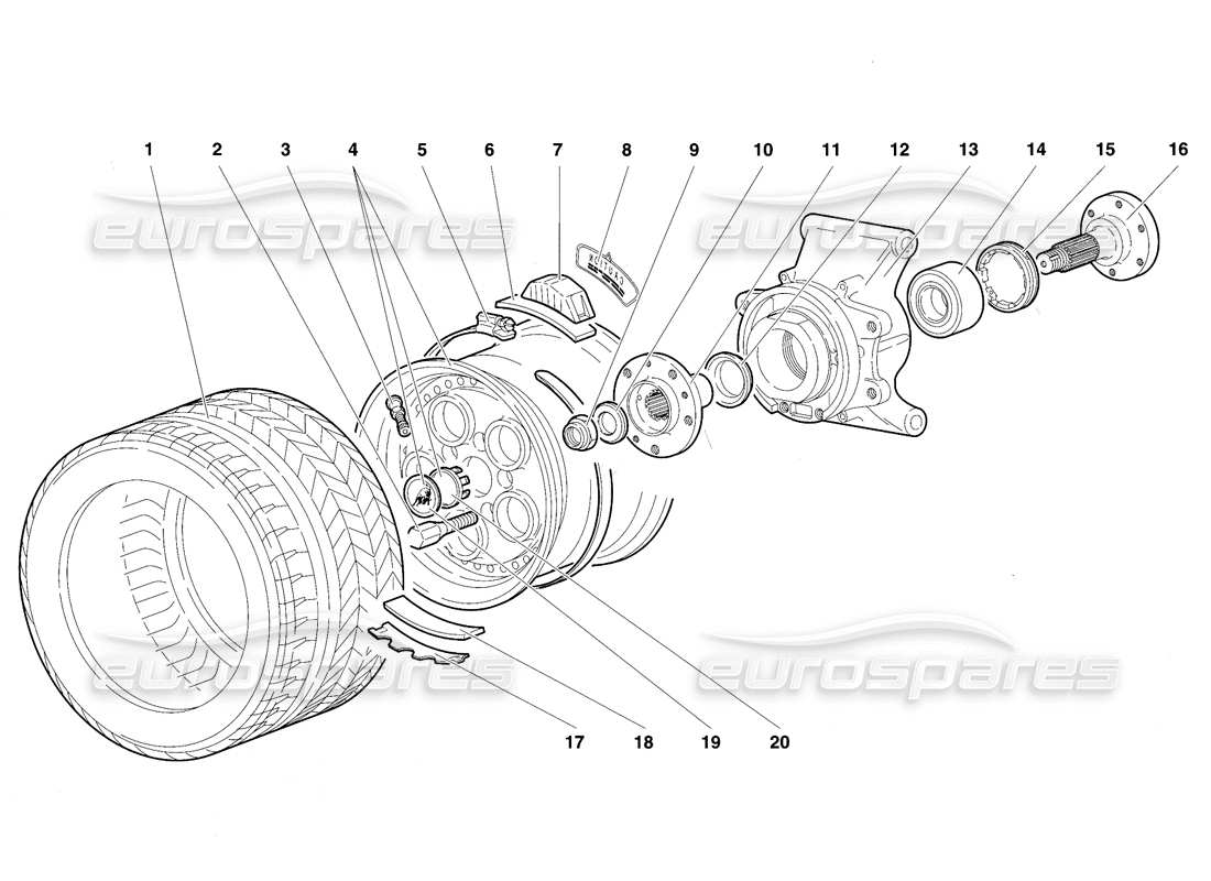 lamborghini diablo vt (1994) hinterrad- und nabenträger teilediagramm