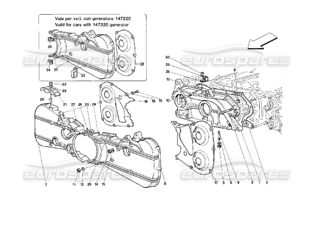 ferrari 512 tr steuersystem - teilediagramm der abdeckungen