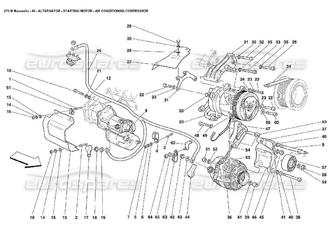 ferrari 575m maranello teilediagramm für anlassermotor und klimakompressor