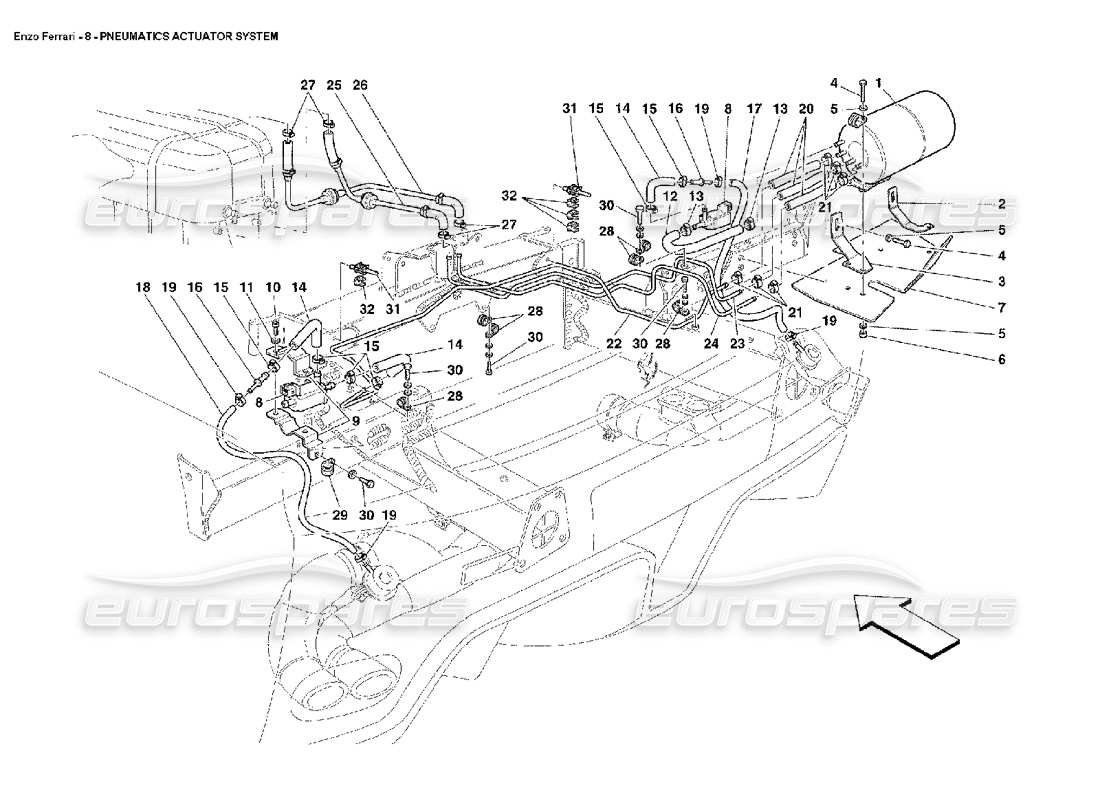 FERRARI ENZO PNEUMATIK-AKTUATORSYSTEM TEILEDIAGRAMM ferrari enzo pneumatik-aktuatorsystem teilediagramm