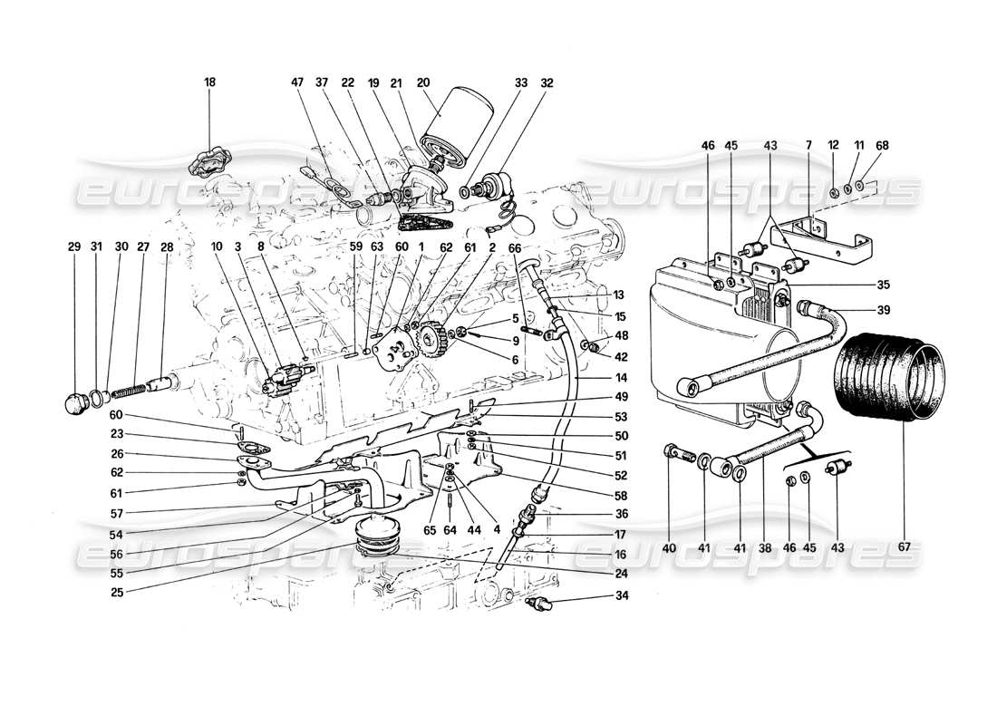 ferrari 308 quattrovalvole (1985) teilediagramm des schmiersystems