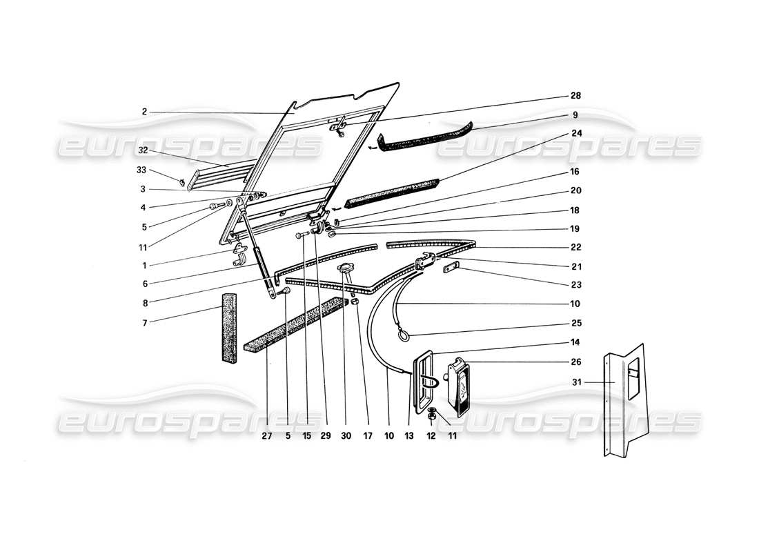 ferrari 308 quattrovalvole (1985) teilediagramm des vorderen fachdeckels