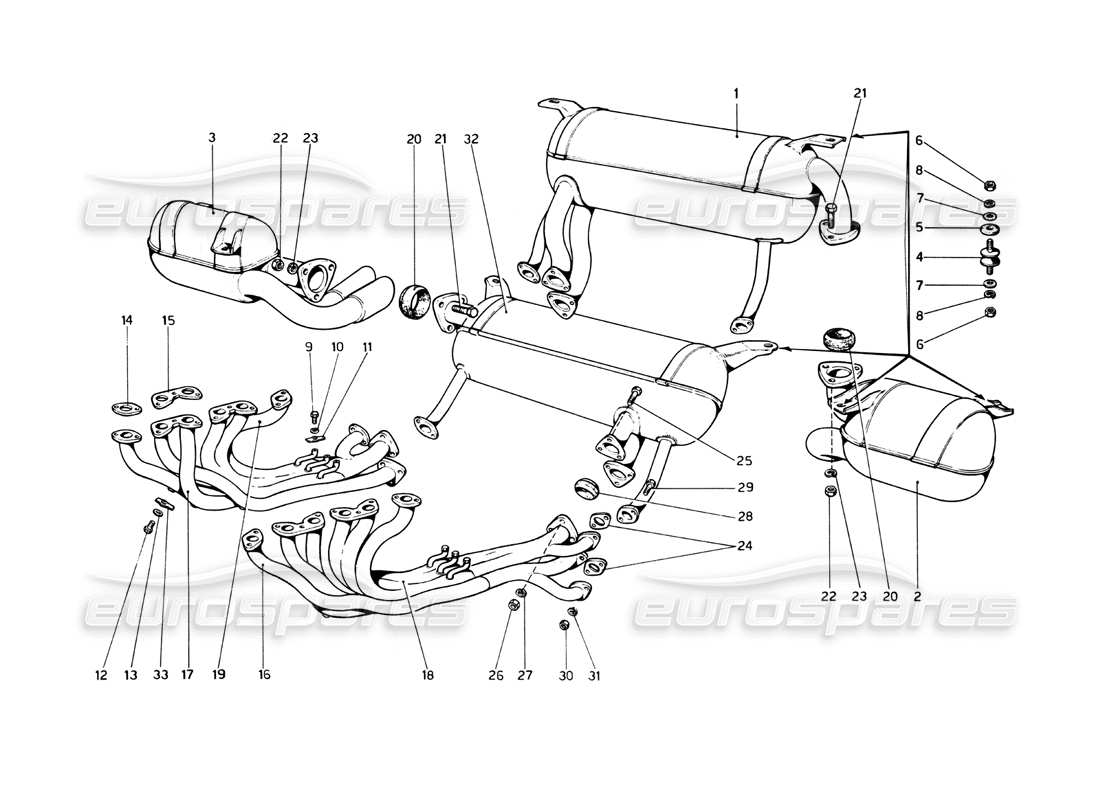 ferrari 512 bb auspuffanlage teilediagramm